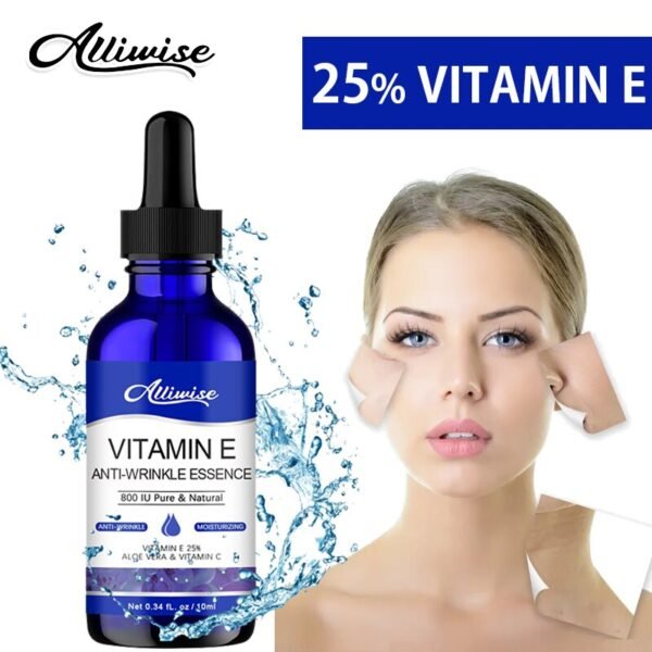 Alliwise Vitamin E Anti-Falten Essenz Schrumpfen Poren Erhellen Haut Ton Verbessern Haut Trocken Linien Und Feine Linien Feuchtigkeitsspendende engen