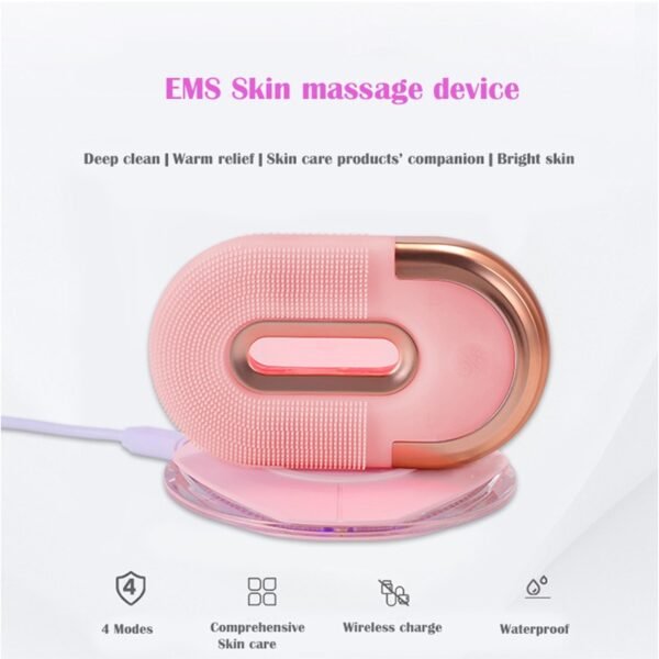 Face Cleaning Brush Ultrasonic Cleaner Electric IPX-7 Vibration Massager Wireless Charger Case Facial Silicone Cleansing Brush - Image 2