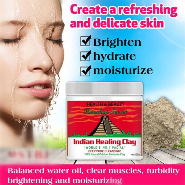 Skin Care Indian Healing Clay Facial Mask Blackhead Remover Deep Cleansing Brightens Skin Tone Shrink Pores Moisturizing Masks - Image 6