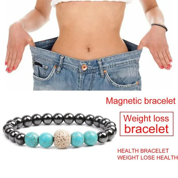 1Pc Weight Loss Stone Magnetic Therapy Slimming Bracelets Health Care Magnetic Hematite Stretch Beaded Bracelets For Men Women - Image 2