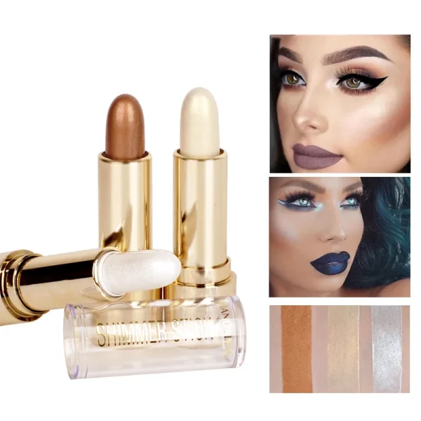 3 Colors 3D Face Brighten Highlighter Bar Cosmetic Face Contour Bronzer Shimmer Highlighter Stick Concealer Cream Makeup tool - Image 4