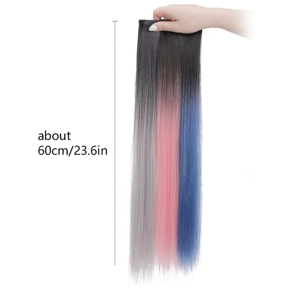 60cm Hair Extension Clip In Hairpiece Long Straight Hanging Ear Wig Clip Synthetic Hair Extensions Accessories Hairpiece Hairpin - Image 5