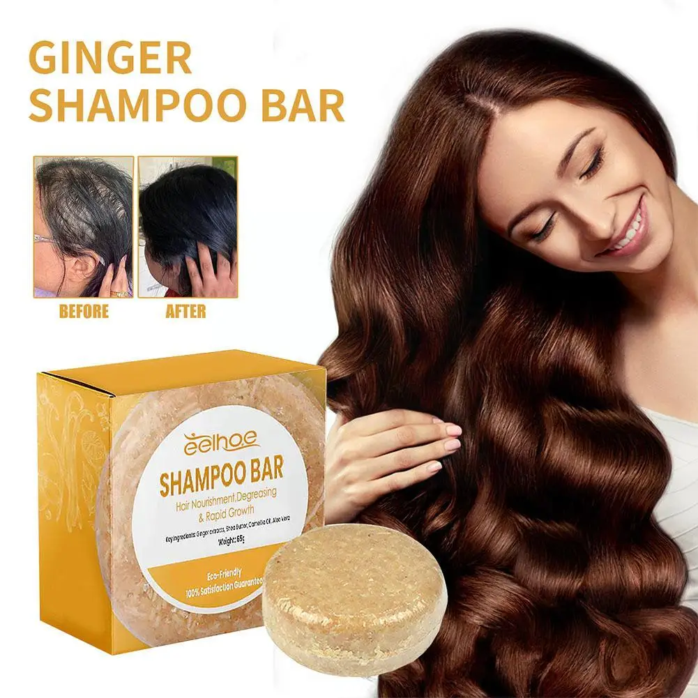 65g Ginger Shampoo Soap Female Women Anti Hair Loss Care Soap Promote Bar Handmade Control Hair Oil G6P9