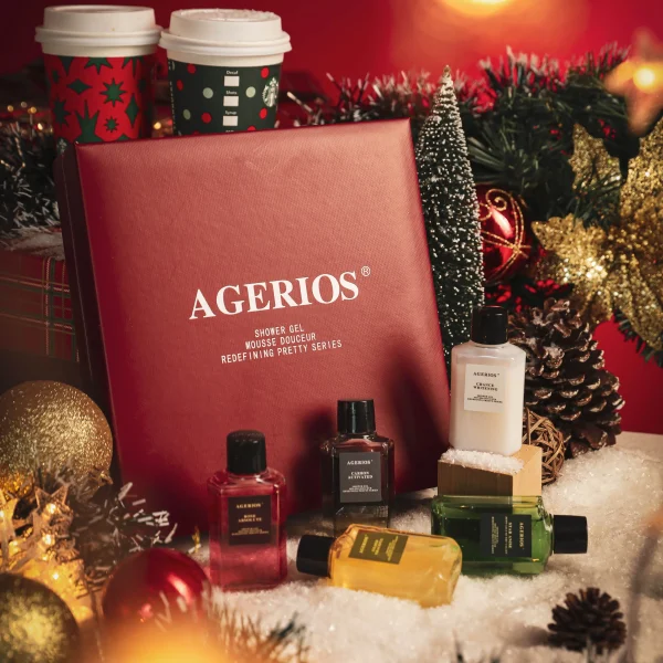 AGerios Shower Gel Christmas Gift For Friends Whitening Body Wash Set Skin Care Perfume Unique Formula Gently Cleanse Women