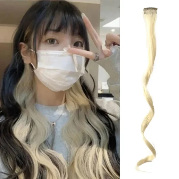 Colored Hair Piece Attractive Reusable Highlight Extensions Hair Women Long Curl Hanging Ear Wig for Girls - Image 4
