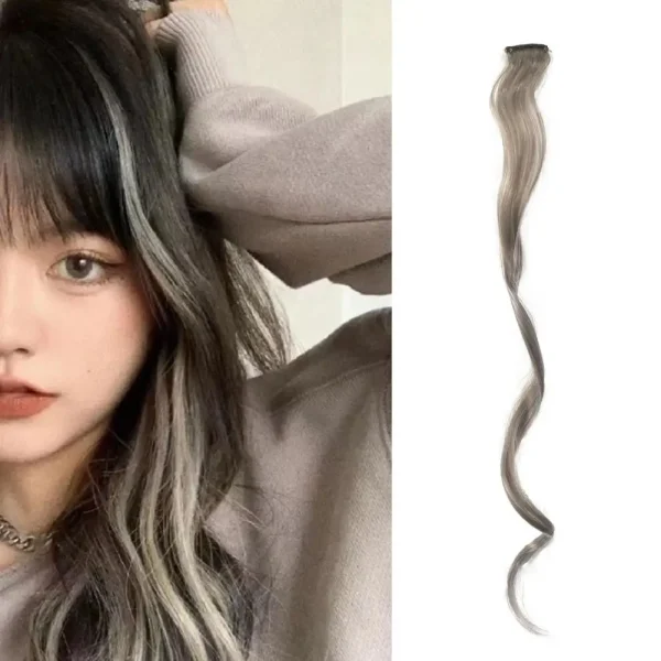 Colored Hair Piece Attractive Reusable Highlight Extensions Hair Women Long Curl Hanging Ear Wig for Girls
