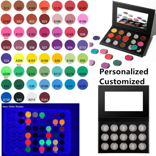 Empty Eyeshadow Palette Private Label Cosmetics Custom Makeup Pallete Choose Colors Matte Shimmer Glitter Eye Shadow