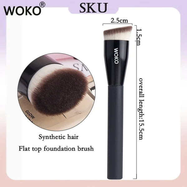 Flat Top Foundation Makeup Brushes Flat Angled Synthetic Hair Face Contour Foundation Liquid Cream Bronzer Buffing Makeup Tool - Image 3