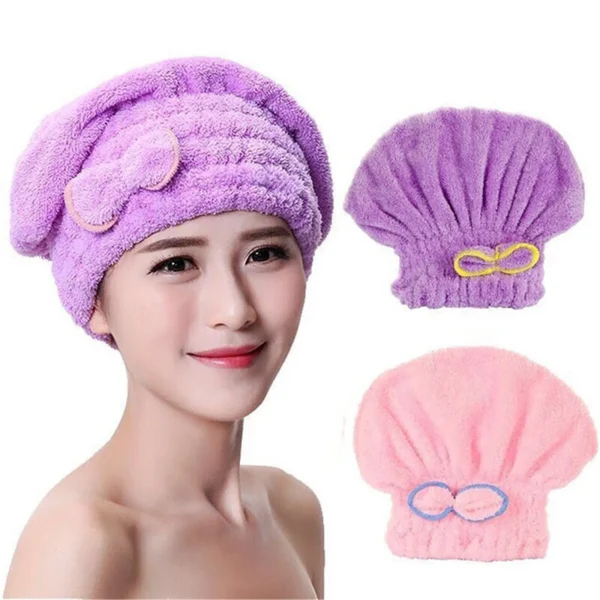 Microfibre Quick Hair Drying Bath Towel Spa Bowknot Wrap Towel Cap Bathroom Accessories Bonnets For Women Designer Shower Cap