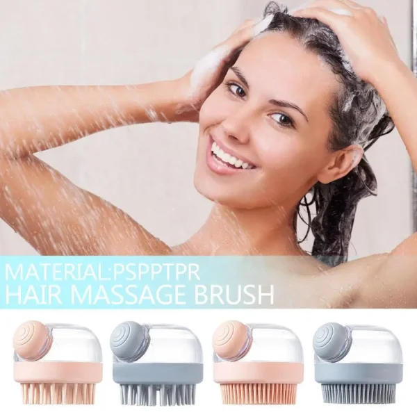 Refillable Shampoo Silicone Head Massager Brush Body Hair Washing Scalp Comb Women Spa Slimming Cleaning Bath Brush Toiletries