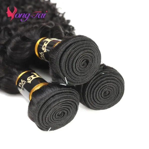 YuYongtai Brazilian Hair Weave 4 Bundles With Lace Closure 4x4 Deep Curly Human Hair Extenions Natural Color Non-Remy Hair - Image 4