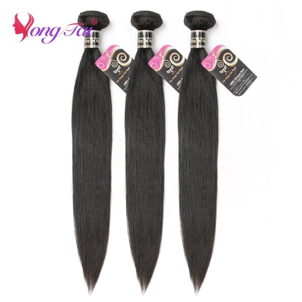 YuYongtai Brazilian Hair Weave 4 Bundles With Lace Closure Straight Human Hair Extenions Natural Color Cheap Items And Free Ship - Image 3