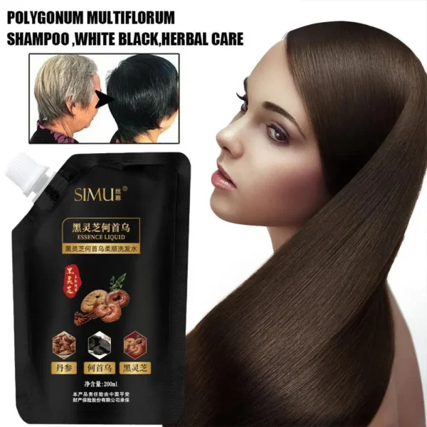 200ml Polygonum Multiflorum Shampoo Hair Cleaning Cream Loss Hair Nourishing Shampoo Care Remedy Anti-hair Gray Hair G2M6 - Image 2