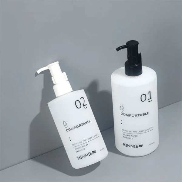 300ml/500ml White Dispenser Bottle Cylindrical Lotion Shower Gel Shampoo Bottle PP Pump Head Press Type Refillable Empty Bottle - Image 2