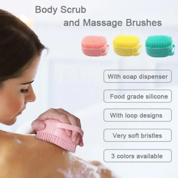 652C Silicone Body Brush Shower Scrubber with Shower Gel Dispenser Function Soft Bath Massage Exfoliating Cleaning for Women Men - Image 2