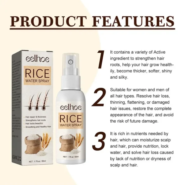 Rice Dense Hair Spray Rice Water Spray Serum Snti-Hair Loss Seborrheic Hair Loss Repair Rice Shampoo For Men Women - Image 4